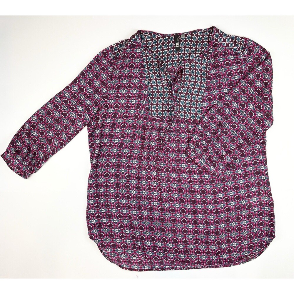 Kut From The Kloth Boho Bohemian Geometric Peasant Top Blouse Flowy, Medium
